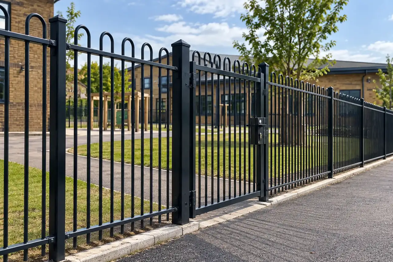 Bow-top railings at a school